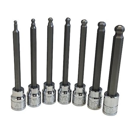 Atd Tools ATD 7-Piece Metric Extra-Long Ball-End Hex Bit Socket Set 13792